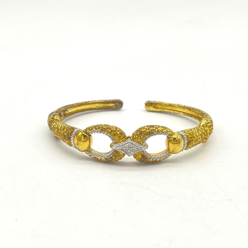 Andrea Ventura Italian 925 Gold Vermeil Textured Hinge Cuff Braclet READ
